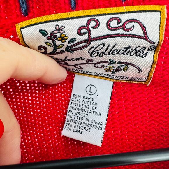 Vintage Heirloom Collections Heart Patchwork Embroidered Cardigan Sweater Size L - Picture 4 of 8